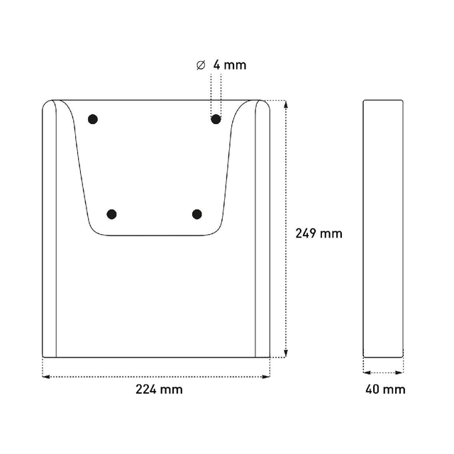 Porta Folhetos A4 Vertical de Parede